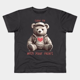 color me with your heart (colorless teddy bear) Kids T-Shirt